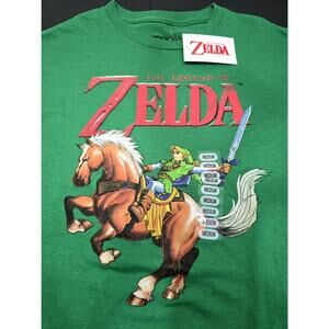 Nintendo Legend of Zelda Graphic T Shirt Medium Ocarina of Time Link Green NWT!